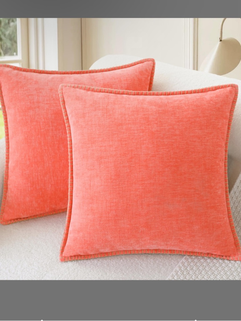 Coral Velvet Accent Pillows - Plush Square Throw Pillow Covers Only